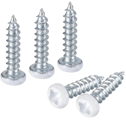 QUARKZMAN 25Pcs M2,5x10mm Vis À Tête Plate Acier Carbone Blanc Bleu | Vis Auto-Taraudeuses Phillips Pour Bois