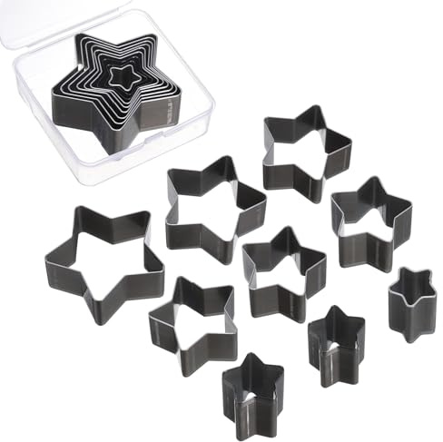 sourcing map Leather Star Shape Punch Cutter Set 9 Sizes Leather Hollow Cutter Kit Durable Punch Die Kit Carbon Steel Leather Tool for Canvas Strap Belt Leathercraft Working 9pcs