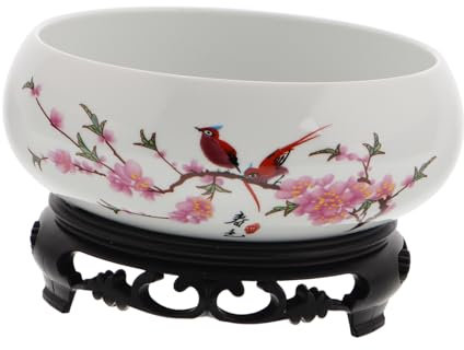 Cabilock Ceramic Chinese Flower Vase, Elegant Hydroponic Lotus Bowl Planter Home Decor for Indoor Plant Display Timeless Decorative