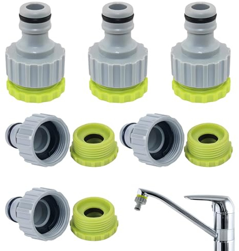 ZHAO GE 6 pièces Adaptateur Robinet Tuyau Arrosage, Embout Tuyau Arrosage 1/2 Pouce 3/4 Pouce, Set de Connexion pour Tuyau 2-en-1, Raccord pour Tuyau d'arrosage, pour Raccords de Tuyau d'arrosage
