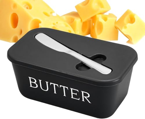Récipient à beurre pour comptoir – Beurrier avec couvercle | avec cutter hermétique pour cuisine, service, camping, réfrigérateur, salle à manger, réfrigérateur