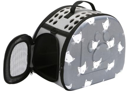 DECOMELODY Tragbarer Katzenrucksack Mittelgrau Faltbar Atmungsaktiv Waschbar Mit Schultergurt Für Outdoor Reisen Wandern Ausflüge Haustier Tragebeutel Kleintiere Transport