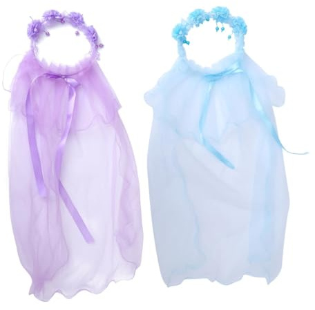 DECOMELODY Corona Per Ragazzo Ragazza Con Velo 3 Pezzi, Copricapo Da Sposa Floreale Con Velo Lungo, Ghirlanda Chioma Per Ragazze Per Matrimoni Comunioni Feste Cosplay