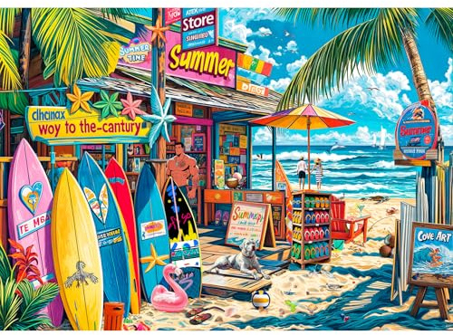 TangComplete - Puzzle 1000 Teile für Erwachsene und Kinder, Unmögliche Herausforderung, Puzzles-Geschenk, Clevere Rätsel, Puzzles Farbenfrohes, Puzzle mit Küstenlebensmittelgeschäft-Motiv
