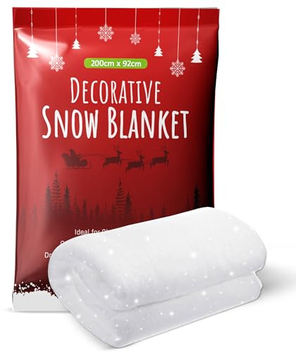 Glittered Artificial Snow Blanket Roll 200cm x 92cm – Fluffy Fake Snow Blanket for Christmas Village, Xmas Tree, Table or Backdrop Decoration, Indoor Glitter Snow Carpet for Winter Display