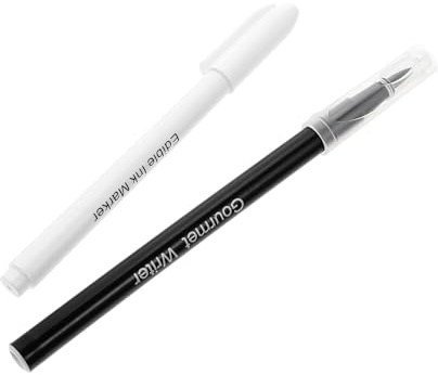 DECORNIJIA 2 pezzi Penna Decorativa per Torte Nero e Bianco Pennarelli Alimentari per Fondente Biscotti e Glassa Punta Morbida per Disegni Precisi e Sicuri