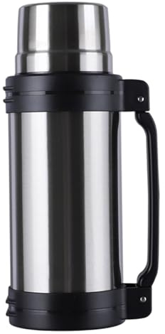 2L auslaufsichere isolierte Wasserflasche aus Edelstahl mit Griff und Becher, tragbare große Flasche für heiße und kalte Getränke, Wasserflasche aus Edelstahl