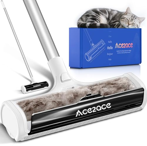 ACE2ACE Carpet Rake for Pet Hair Remover Tool, Reusable Carpet Roller for Pet Hair Large Lint Rollers, 1.5M Long Handle, Cat Dog Hair Remover for Carpet, Rugs, Mats