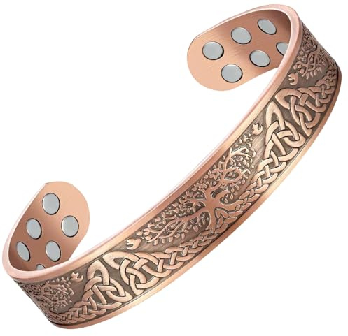 Pulsera de cobre, pulsera magnética hombre, cobre árbol de la vida joya regalo (Estilo 1)