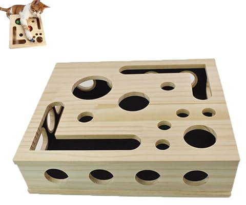 Caja De Rompecabezas para Rascar Gatos, Laberinto De Fieltro para Gatos, Superficie Interactiva De Madera con Papel De Lija, Ideal para De Interior, para Aliviar El Aburrimiento