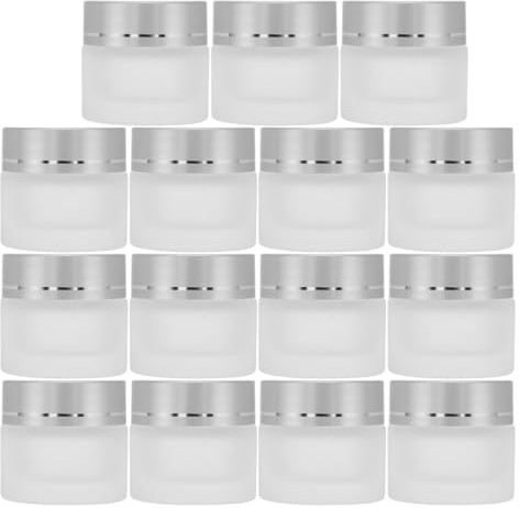 WEKADRIN 15pièces Pots Verre Vides avec Couvercles Contenants Cosmétiques Ronds pour Crème Lotion Petits Pots de Voyage pour Produits de Toilette Échantillons