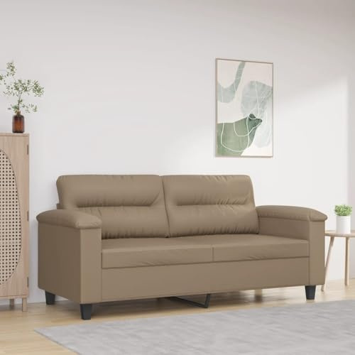 Yisssmeng 2-Sitzer Cappuccino Kunstleder Sofa 170x77x80 cm Modernes Design Robustes Metallgestell Bequeme Rückenkissen Schlafsessel für Wohnzimmer Büro Schlafzimmer