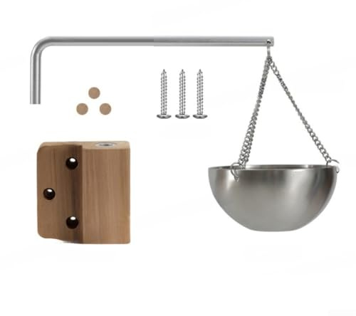 Cuenco de aromaterapia para sauna con brazo oscilante, 200 ml de acero inoxidable para saunas de cedro, incluye tapas de tornillo de madera