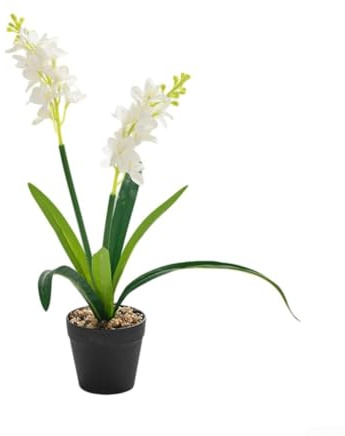 Arreglo floral de jacinto artificial en maceta para decoración del hogar, estudio, fotografía, diseño de interiores (blanco)