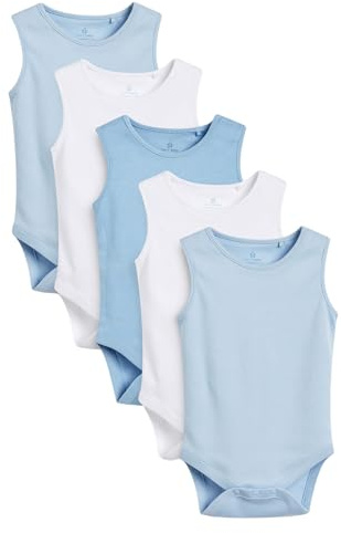 NEXT Nyfödda pojkar 5-pack babybodys utan ärm Blå 50