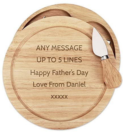 Gift Base Personalisierte Benutzerdefiniert Jede Nachricht Text Name Holz Käsebrett Set 4 Messer