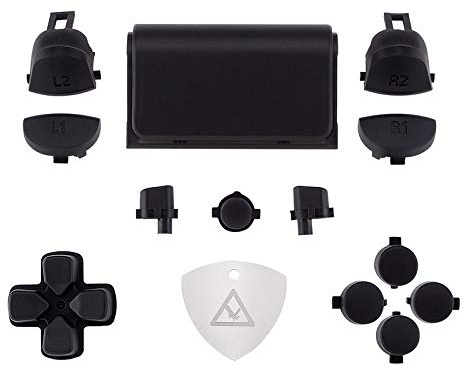 eXtremeRate Ersatz Knöpfe kompatibel mit ps4 Controller, Ersatzteile D-Pad/R1 L1 R2 L2 Trigger Tasten/Aktionstasten/Share/Option/Touchpad Buttons Set für ps4 Pro Slim CUH-ZCT2 Controller-Schwarz