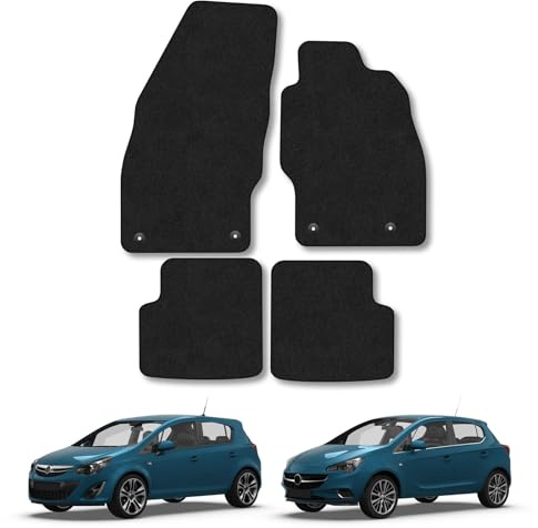 Vauxhall Corsa D/E (2006-2019) Car Mats Accessories Tailored Fit Carpet Floor Mats Non Slip Black Trim Full Coverage Compatible Accessory Front Rear Set Anti Slip Granulated Backing Clips