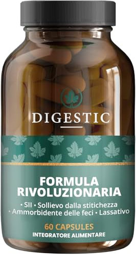 Digestic - Lassativo per Sollievo dalla Costipazione - Ammorbidente per Feci, Ingredienti 100% Naturali - 60 Capsule - Integratore giornaliero, Lassativo Naturale Delicato