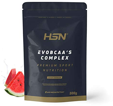 BCAA 2:1:1 en Polvo Evobcaa’s Complex de HSN | Sabor Sandía 500 g = 32 Tomas por Envase De Aminoácidos Ramificados con L-Citrulina + L-Glutamina Kyowa | No-GMO, Vegano, Sin Gluten