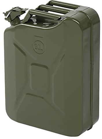 Bonnlo 20L Petrol Can Fuel Oil Storage Can Metal Jerry Diesel Tank with Flexi Spout For Diesel, Petrol, Oil Container (Green)