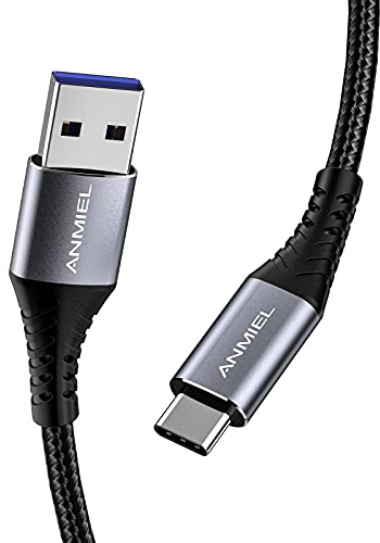 ANMIEL USB-Typ-C-Kabel, 2 m, 3 A, schnelles Aufladen, USB 3.0 Gen 1, Typ C-Kabel, hohe Haltbarkeit, Nylon-geflochtenes Ladekabel, für Samsung Galaxy S10/S9/S8 Plus/Note 9/8, LG V30, G6, Tab S4 etc.