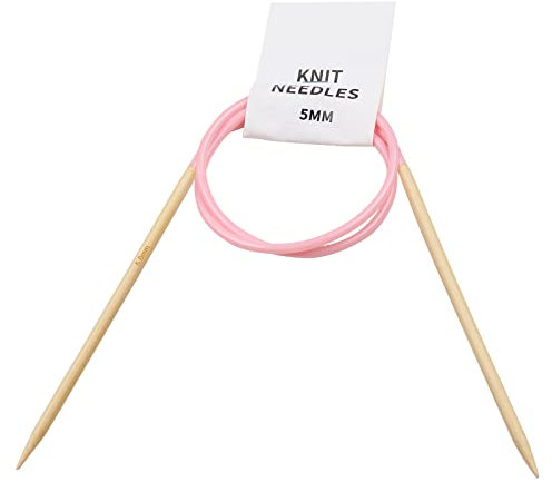 Coopay 80cm Circular Knitting Needles 5.0mm, Warm Lightweight Bamboo Circular Needles for Arthritic Hands, Double Pointed Needles With Pink Cable, for Knit Socks, Cowls and Hats Projects