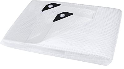 ANSIO Tarpaulin 3m x 5m Water-resistant Heavy Duty Tarp Large Camping Cover Sheet – Multipurpose Groundsheet with UV Protection, Weatherproof & Frost-Resistant – Reinforced Eyelets - Mesh Clear