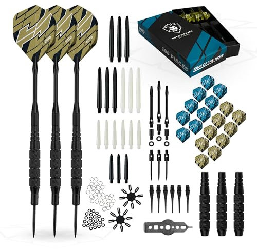 KOTO - Konverter Messing Set Inkl. 100 Micron Flights (55 mm + 8,6 mm), 3 Add-a-G.e, 6 Softtips, 3 Steeltips (Konverterspitzen), 21 Shafts (Nylon)