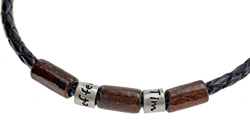 Timbalino Halskette mit Gravur, Leder und Silber, für Sie und Ihn, personalisierte Namenskette, Partnerkette in Handarbeit angefertigt
