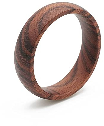 Fablano Bague en bois 6-8mm [100% Naturel] – Bague naturelle pour femmes et hommes – Bague de mariage, bague de couple, bague de fiançailles – Fabriquée à la main en bois véritable – Bijoux durables