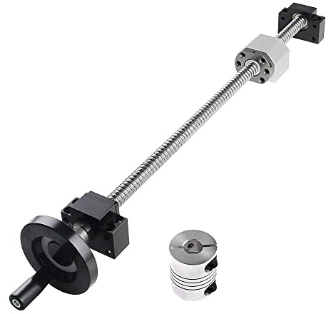 CNCMANS SFU1605 - Juego de husillo de bolas (400 mm, 16 mm, rosca de acero inoxidable, guía lineal con soporte BK12/BF12+volante de mano de 10x80mm, embrague+carcasa de tuerca