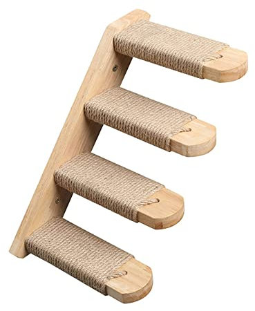ACSUZ Sisal Rope Cat Ladder Non-Slip Cat Climbing Frame Wood Cat Tree Stairs Step Cat Jumping Scratcher Board Platform Pet Furniture,B1
