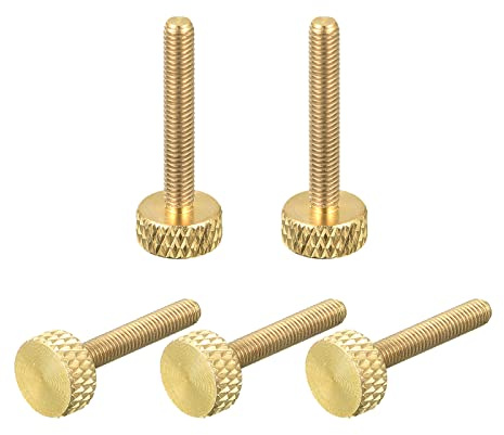 sourcing map 5 Stück Messing Rändelschrauben M3x20mm Flachgriff Bolzen Knöpfe Befestigungen für Elektronische Mechanische
