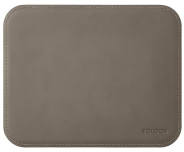 Eglooh - Herms - Mauspad aus Leder Taupe Grau cm 25x20 - Mousepad für Schreibtisch und Büro, handwerkliche Nähte und abgerundeten Kanten - Made in Italy
