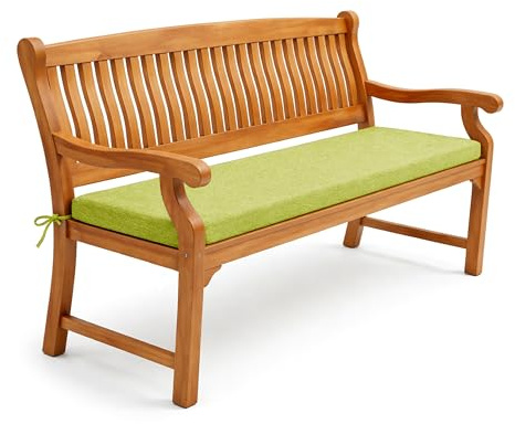 POKAR Bankauflage 170x40 cm | Bankkissen mit abnehmbarem Bezug und Bändern | Sitzauflage für Gartenbank, Sitzbank, Schaukel | Sitzpolster für Indoor und Outdoor | Oeko-TEX | Made in EU | Grün