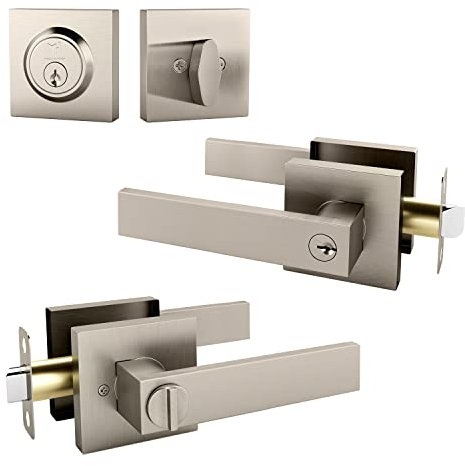 Mega Handles Robell Combo Serrure de porte intérieure sans clé en nickel satiné pour couloir, placard, salle de bain, boutons de porte intérieure, serrure, poignée de porte – Design robuste