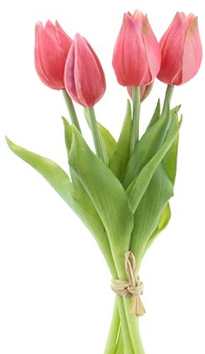 mucplants künstliche Tulpen ca. 26cm Tulpenbündel mit 3 Tulpen und 2 Tulpenknospen real Touch (Beauty)