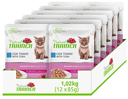 Natural Trainer Kitten & Young Cibo Umido per Gattino con Tonno - 12 Buste x 85 gr - 1020 gr