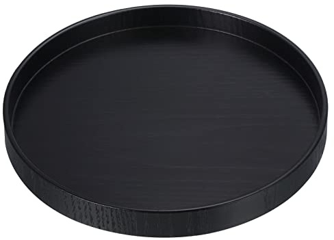 PATIKIL Bois Dessert Plateau 8pouce, Rond Décoratif Plateau pour Maison Déco Cuisine Table Bougie Porte Noir