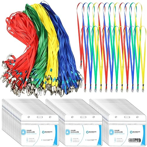 Sherr Schlüsselband und Ausweishalter, transparent, wasserdicht, Namensschild-Halter, Kreuzfahrt-Schlüsselband mit Clip, 9,5 x 8,9 cm, 400 Stück