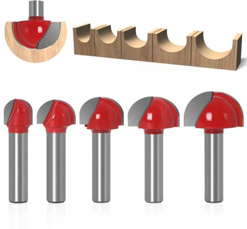 5 unidades de 8 mm de vástago de carburo de tungsteno para cavidades de nariz redonda, cortador de bolas, cortador de bolas, cortador de madera, para 12 mm/16 mm/19 mm/22 mm/25,4 mm