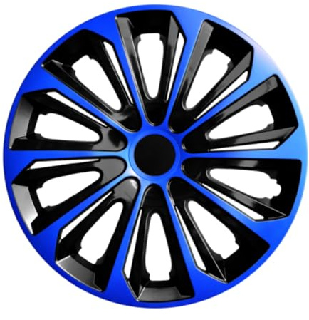 Luckyberg Radkappen 15 Zoll Strong | Radzierblenden 4er-Set für die meisten Automarken und Stahlfelgen, Zierkappen in vielen Farben. Felgenabdeckung für Autofelgen. (15 - BLAU/SCHWARZ)
