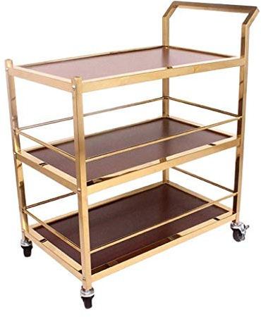 GagalU Train Cafe Trolley 3 Tier Large Serving Hairdresser Rolling Storage Rack Cart with Locking Wheels, Perfect for Kitchen, Hotels, Restaurants and Care Homes