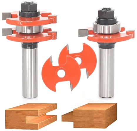 Adjustable Tongue & Groove Router Bit Set, 1/2 Shank, 1-3/4 Cut Dia. | Includes 2 Replacement Cutters. Adjustable Design Creates Precise Tongue & Groove Joints for Cabinet Doors and Panels.