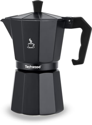 Techwood Moka - Cafetera tradicional de aluminio (6 tazas, compatible con todo tipo de fuegos, fácil de mantener