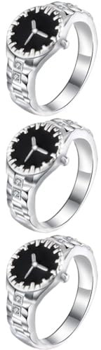 ifundom 3stücke Couple's Watch Shape Ring Stylischer Und Kreativer Finger-ring Für Silber Perfektes Schmuckstück Für Hochzeiten Geburtstagsfeiern Und Versprechen