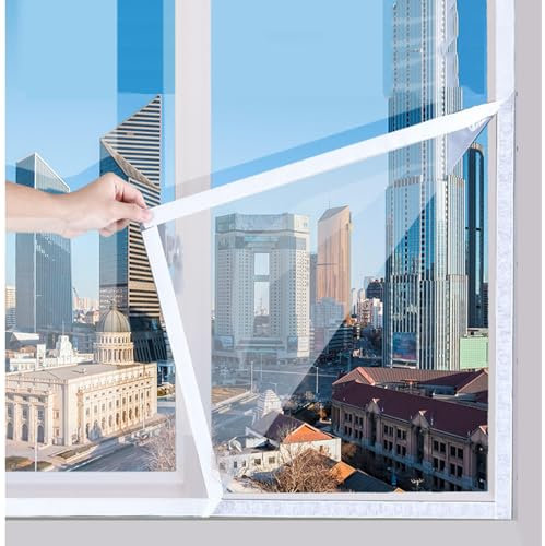 Xrdbfd Wetterfest Thermo Cover Fenster-isolierfolie, Fenster-kälteschutzfolie, Fenster-isolierfolie Thermo Cover, Klare Folie, Thermo Fensterfolie, Winddichte Verglasungsfolie,WxH-95x180cm/37 * 71in