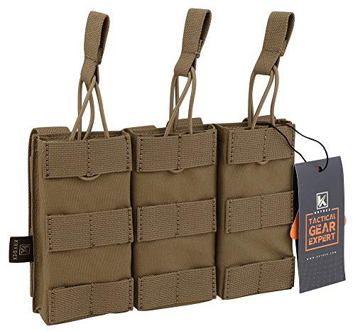 KRYDEX GEAR Tactical Molle Magazintasche, Open Top Triple Magazine Pouch Militär Nylon Magazinbeutel für M4 M16 .223 Magazine (Kojotenbraun)