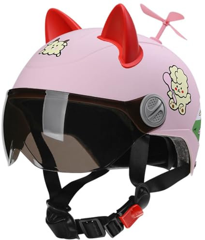 GZEZHA Kinder-Fahrradhelm Retro-Motorrad-Kinder-Open-Face-Helm Kinder-3/4-Moped-Halbhelm Modischer Vintage-Jet-Helm Für 2–14 Jahre Alte Jungen Und Mädchen DOT-Zertifiziert B,48-55cm